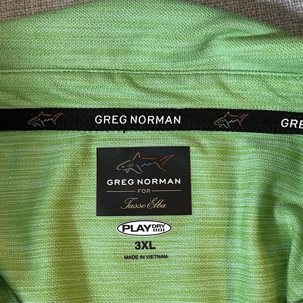 Greg Norman Polo Shirt Mens 3XL Play Dry Performance Polyester Green Slub - Picture 2 of 6